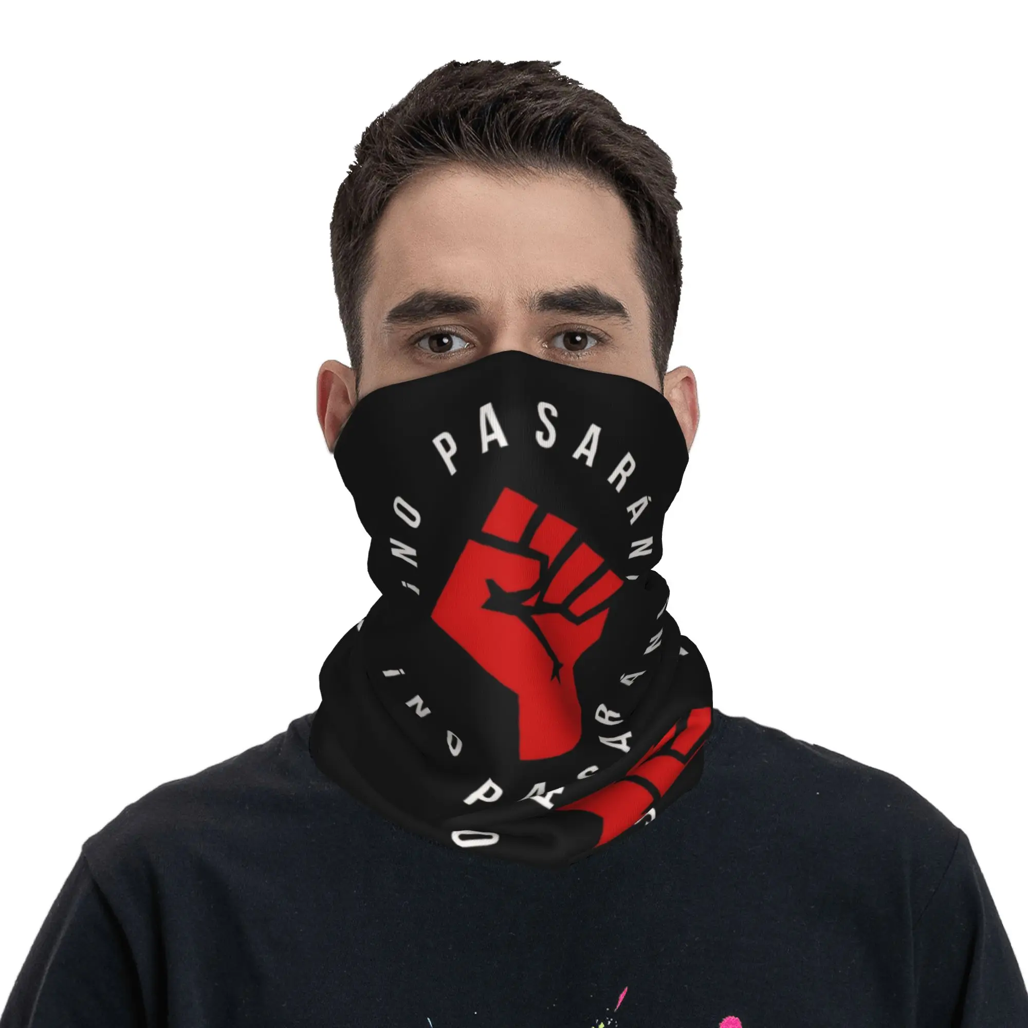 No Pasaran Bandana Neck Cover Printed  Mask Scarf Warm Headwear Cycling for Men Women Adult All Season