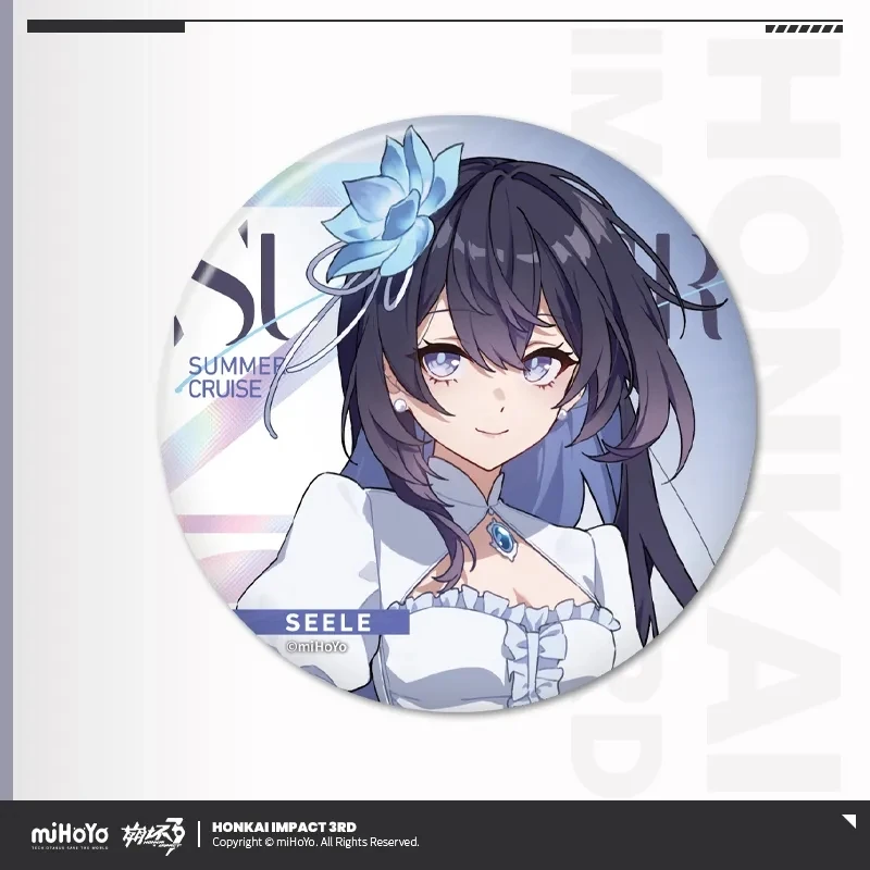 MiHoYo Game Officiële Honkai Impact 3rd Leisure Zomer Serie Blik Badge Seele Raiden Mei Elysia Anime Broche Halloween Geschenken