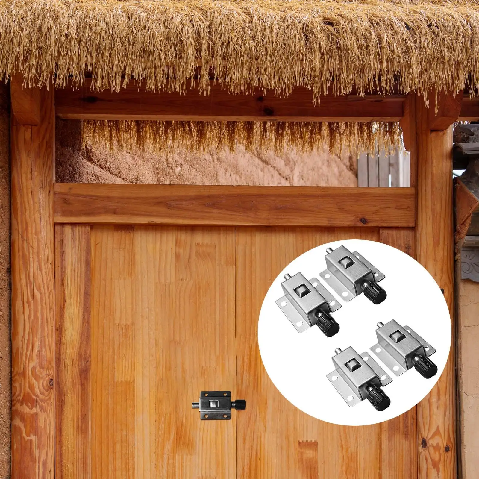4Pcs Door Latch Barrel Bolts Spring Loaded Latch Automatic Gate Lock Tools Heavy Duty Window Locks for Indoor Home Toilet