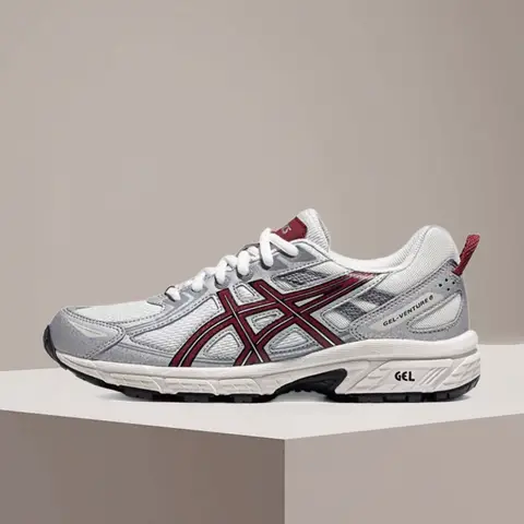ASICS Gel-Venture 6 Versatile Fabric/Synthetic Leather Low-Top Casual Trail Running Shoes for Women in Silver Color 1012B359-104