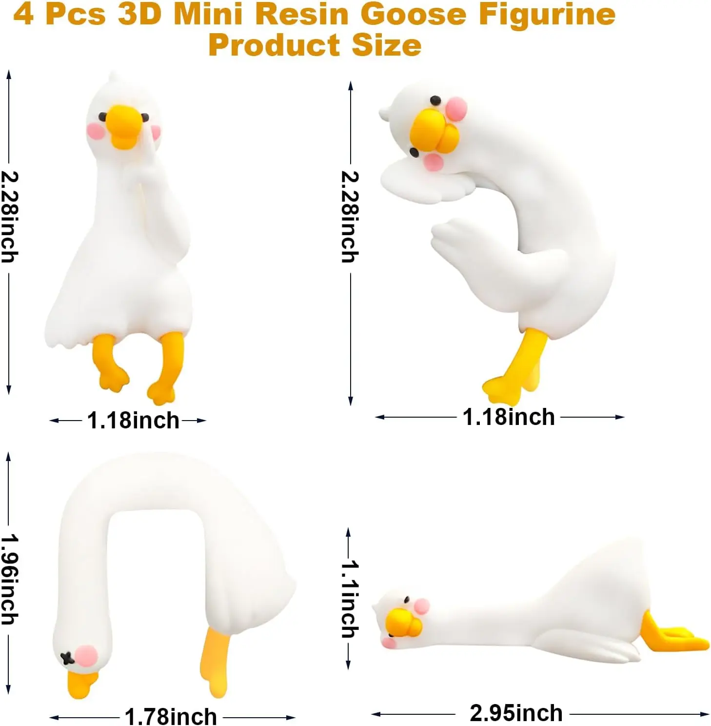 Resin Goose Figurine Computer Monitor Decor,Cute Mini Goose Statues for Car Dashboard,Funny Desk/TV/Photo Frame Decoration