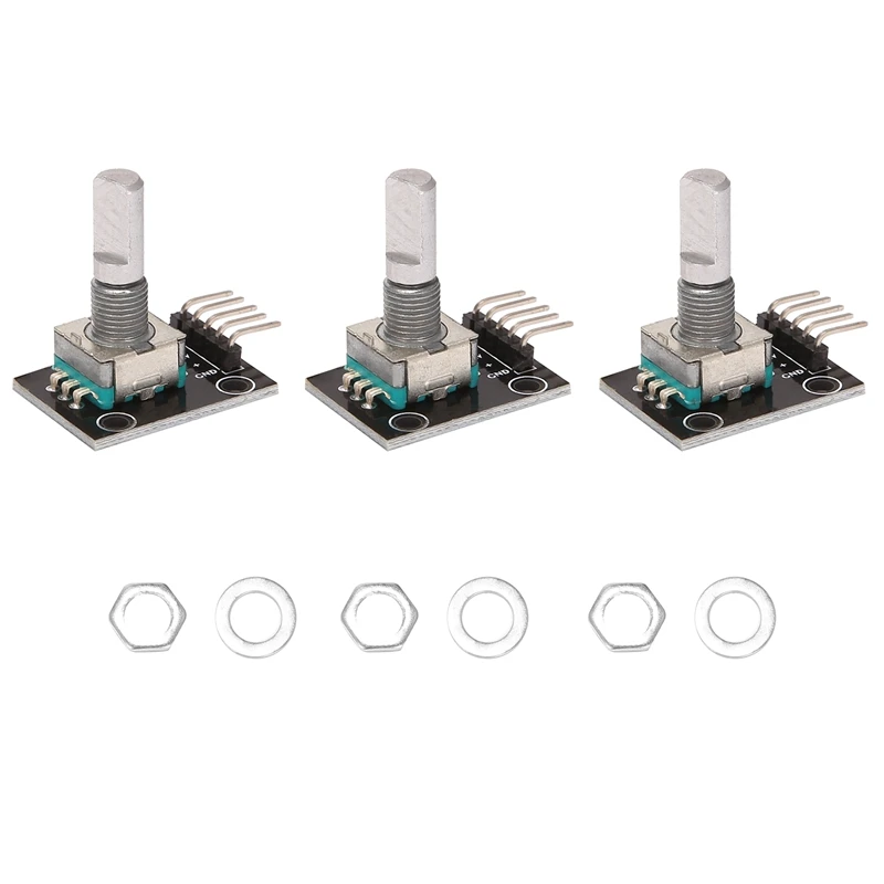 3Pcs KY-040 Rotary Encoder Module With 15X16.5 Mm Potentiometer Rotary Knob Cap For Arduino