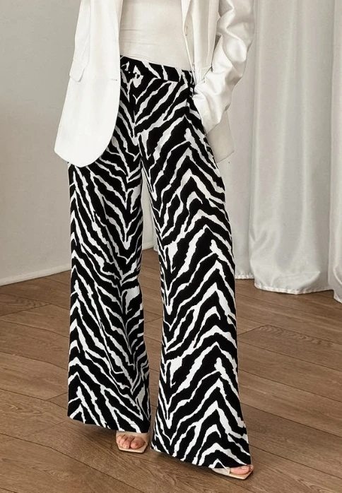 

Fashionable Commuting Printed Loose Wide Leg Contrasting Casual Pants Autumn New Versatile Pants for Women