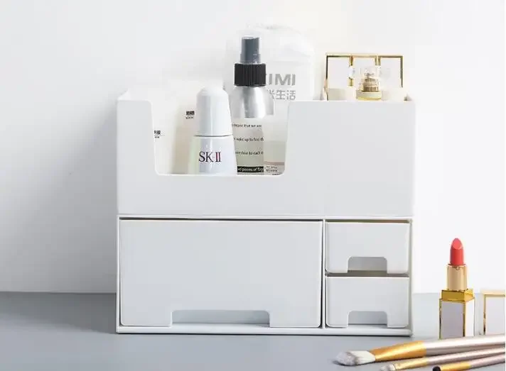 

1 шт., комбинированный ящик для хранения лака для ногтей, помады, органайзер для макияжа, косметический футляр для ювелирных изделий, ящик, настольный контейнер для мелочей, ОК 0699