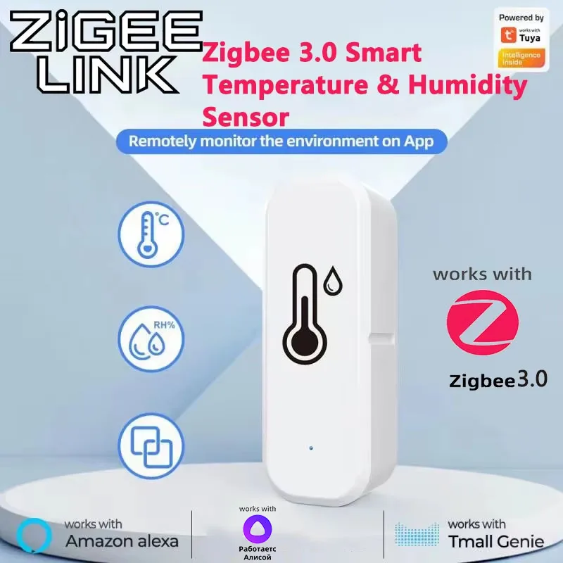 Tuya Zigbee 3.0 Smart Temperature Humidity Sensor APP Remote Monitor Voice Control SmartLife APP for Alexa Yandex Alice