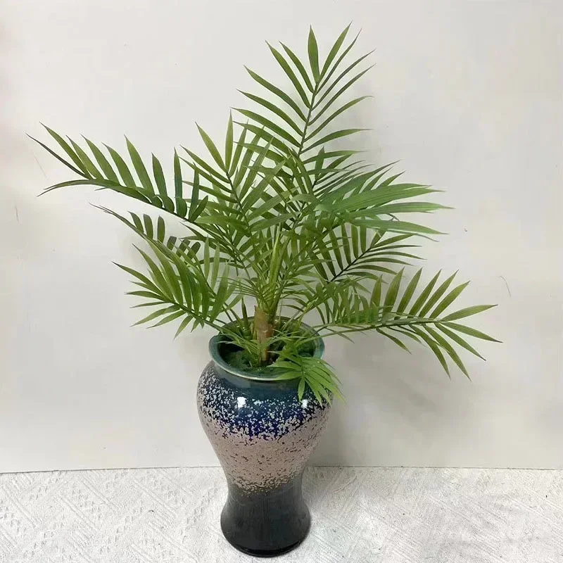 15 Zoll große künstliche Pflanze, tropischer Monstera-Palmenzweig, künstliches Schildkrötenblatt, künstliche Plastikpalme für Haus, Garten, Bürodekoration – Detail 19