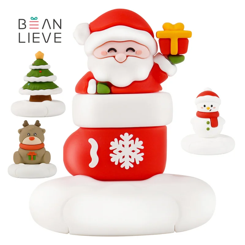 Aulidtech Christmas Ornament Desk Phone Holder Stand Cartoon Santa Claus Reindeer Tree Decoration PVC Universal Desktop Gift