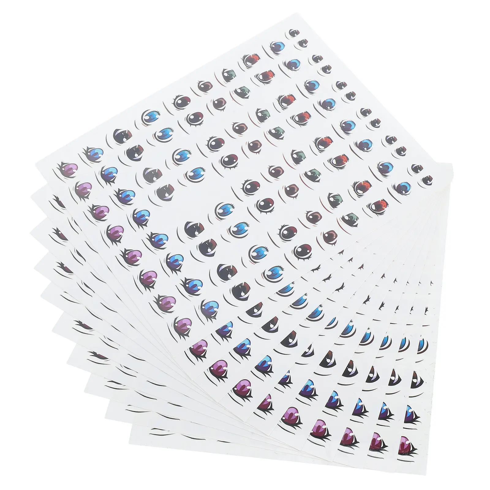 10Sheets Cartoon Water Eye Decals for Clay DIY Craft Supplies Eye Stickers Craft Eyeballs Round Plastic Eyes for Handmade