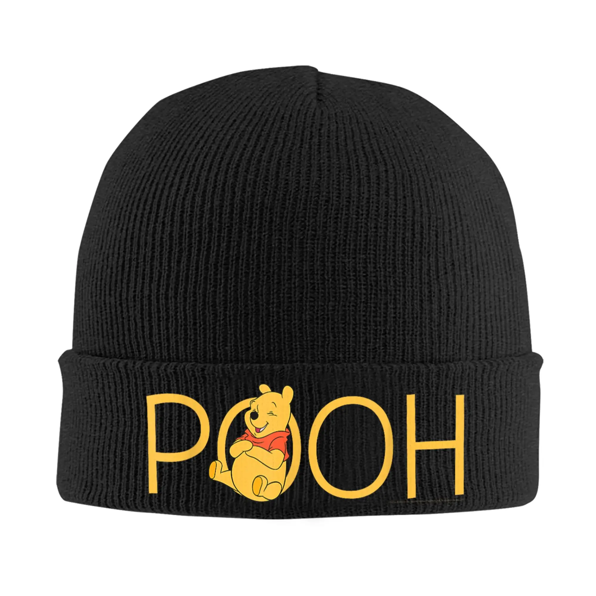 Männer Frauen Winnie the Pooh Beanie Hüte Coole Strickmütze Herbst Winter Kpop Caps Grafik Elastische Motorhaube Hüte