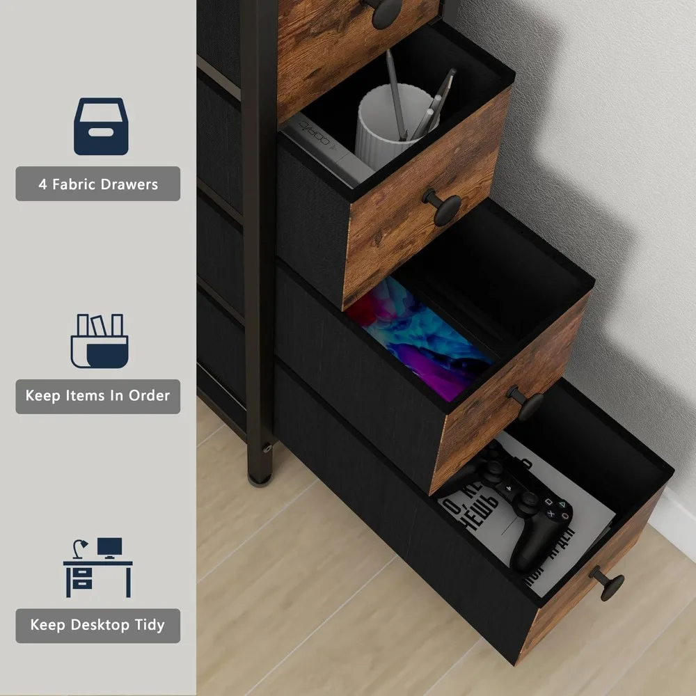 مكتب زاوية مدمج 90 درجة مع إضاءة LED وأدراج ومنافذ طاقة للألعاب والمساحات الصغيرة #6