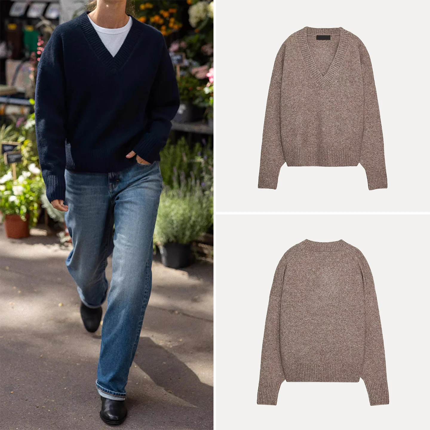 

Модный мягкий вязаный свитер V-Ne Long Sve, женский повседневный свободный крой, трикотаж, осеннее новое поступление Z