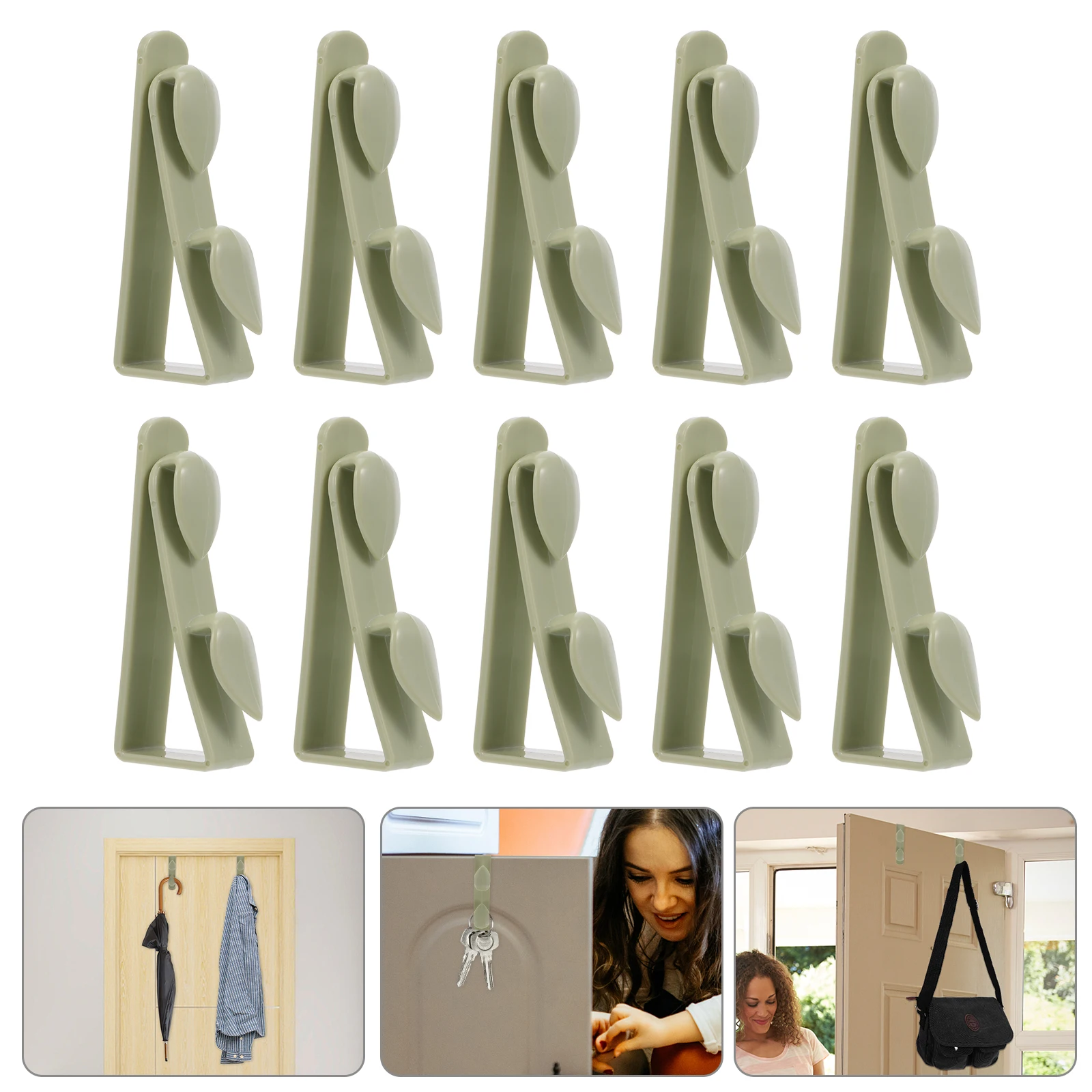 

10pcs Plastic Door Back Sundry Organizer Nail-Free Cabinet Hooks Space Saving Door Hanging Hooks Kitchen Bedroom