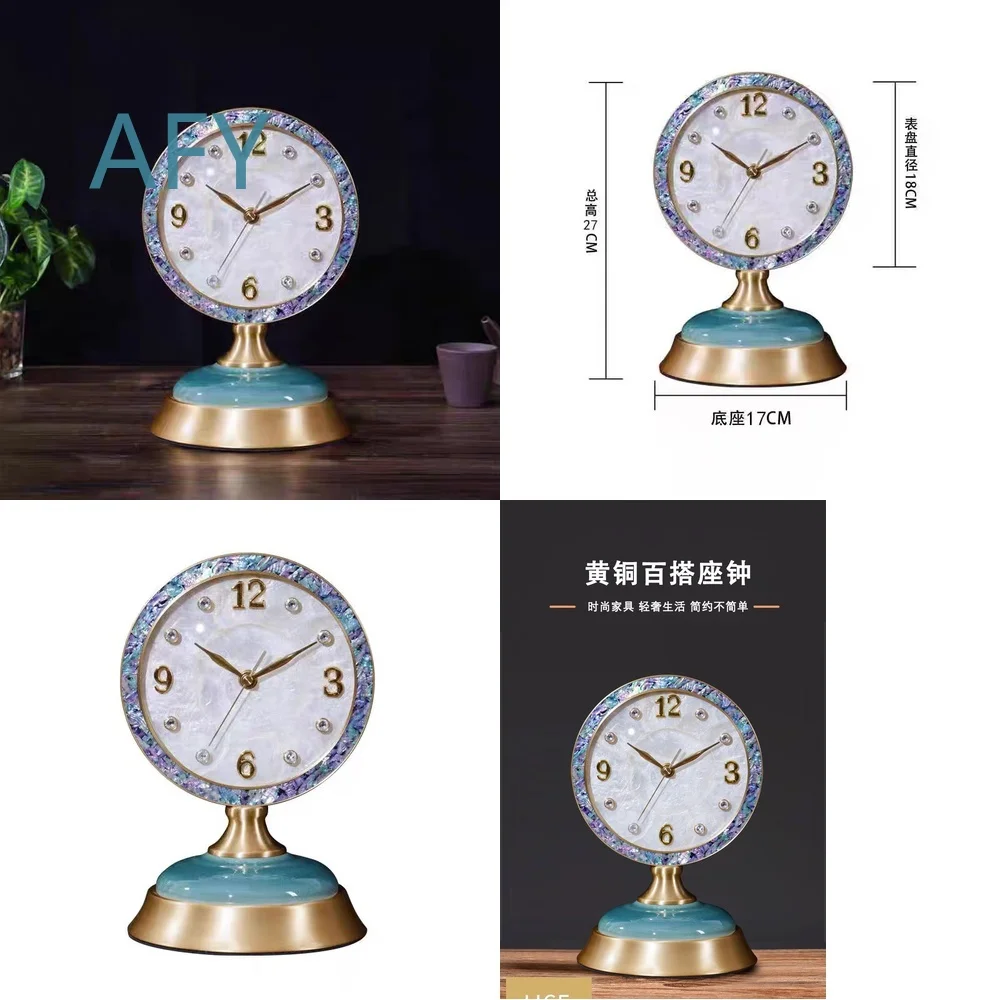 Minimalist Brass Silent Wall Clock for Living Room Modern Decorative Desk Clock with Shell Design for Home Office Decoration