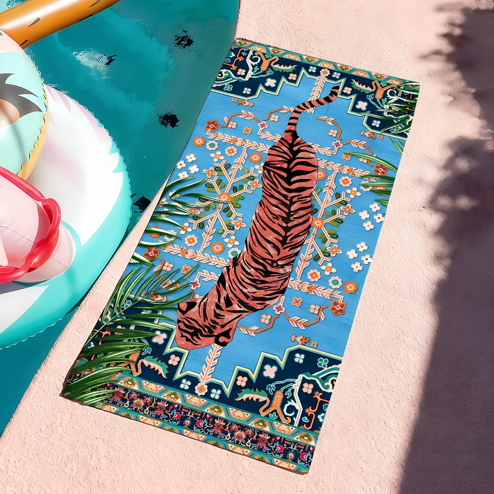 Ancient Egypt-Tiger Leopard Towel Soft Pool Gift For Travel Gym Shower Camping Quick Dry Sports Large Beach Towels
