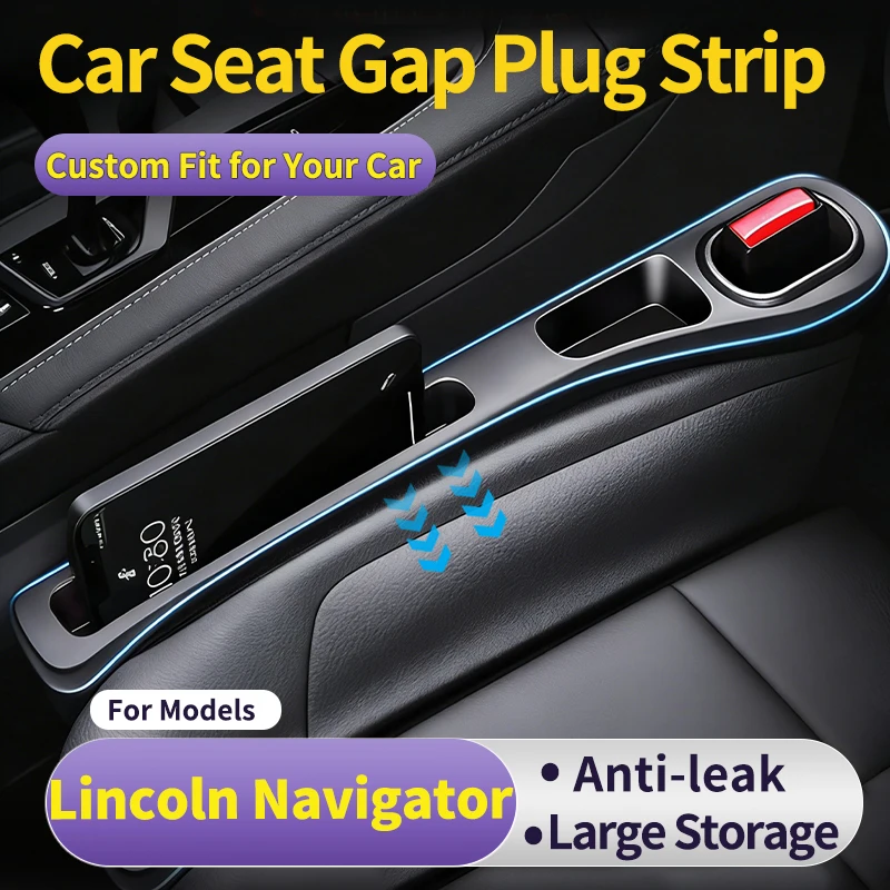 Fit for Lincoln Navigator，Car Seat Gap Filler Strips for Driver & Passenger Seats with Storage Slots, 2-Pack