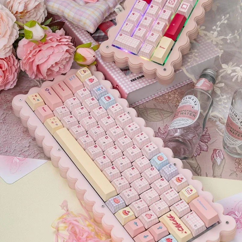 Mifuny-かわいいクッキーメカニカルキーボードキット,アクリルバタースタッキング,3モードガスケット,ホットスワップ,RGB,カスタムゲーミングキーボード,女の子へのギフト