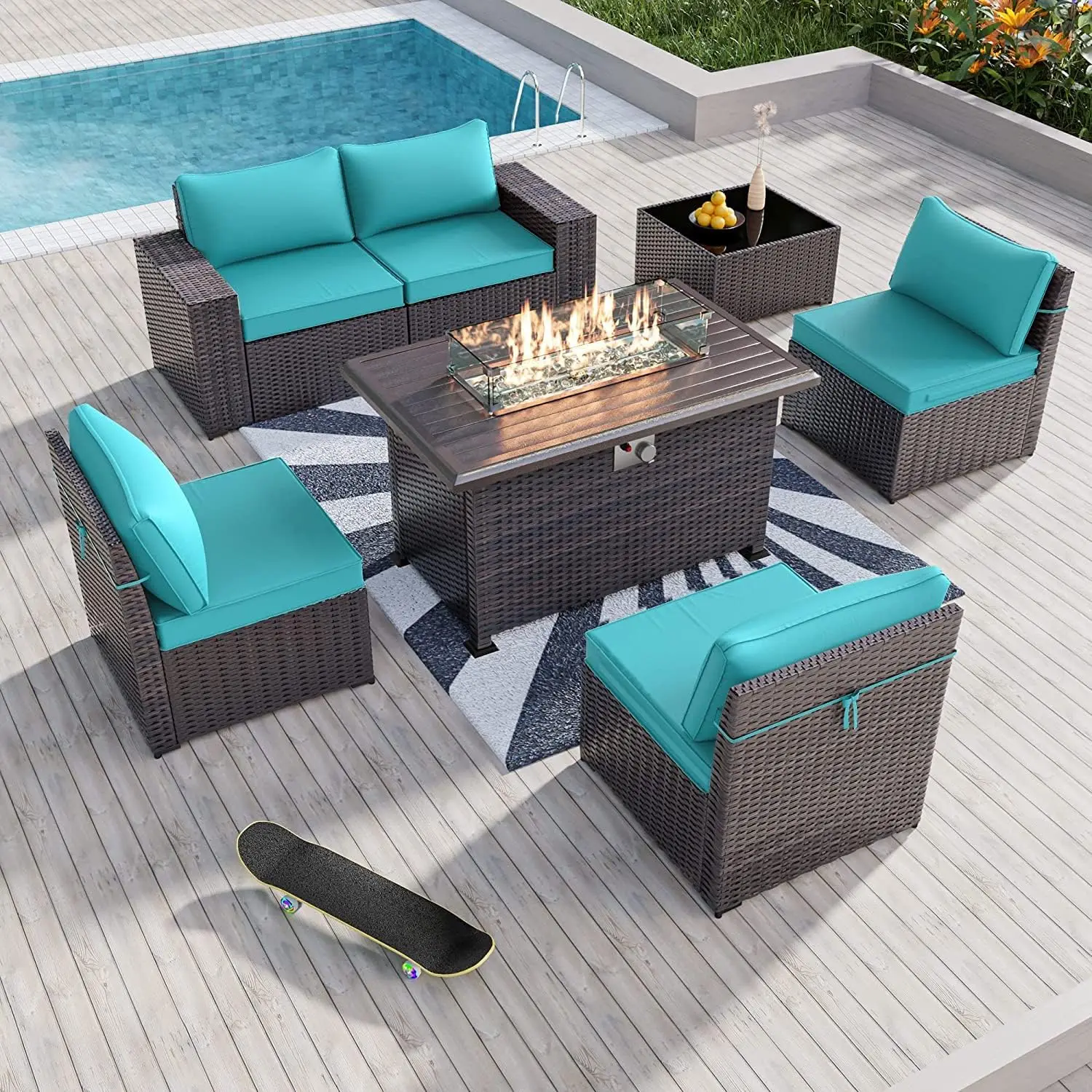 7 Pieces Outdoor Patio Furniture Set with 43