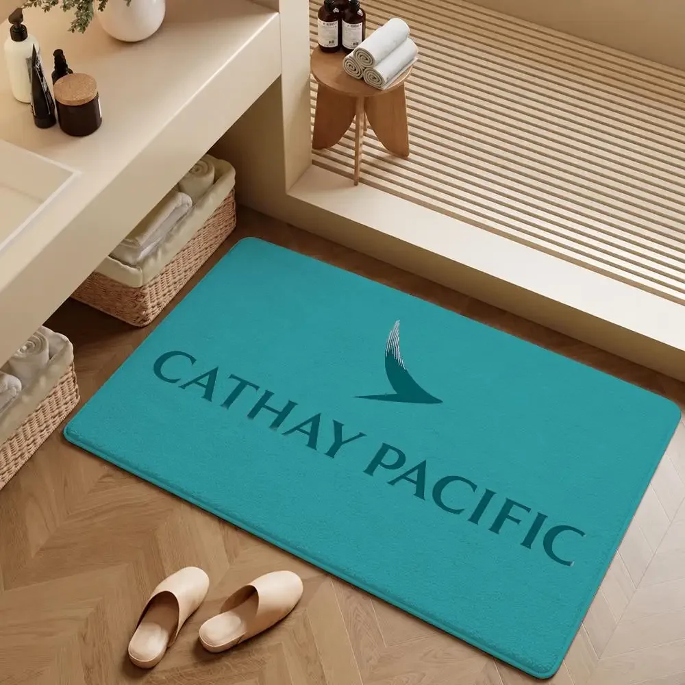 Airline Cathay Pacific Brushwing Jade Floor Mat Soft Flannel Entrance Doormat Non-Slip Washable Rug For Bedroom Home Decor