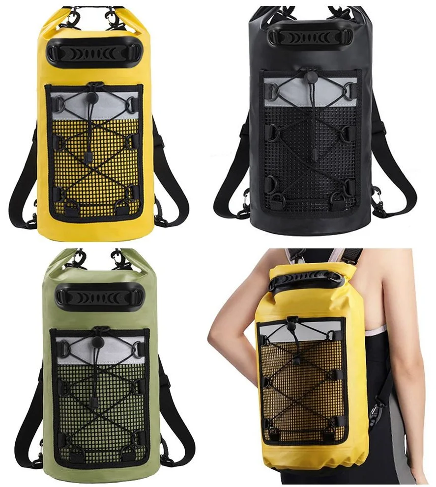 أكياس جافة متينة عالية الجودة للتجديف بالكاياك، مقاومة للماء، خفيفة الوزن، كبيرة الحجم، حقيبة ظهر مقاومة للماء، حقيبة جافة لركوب الأمواج