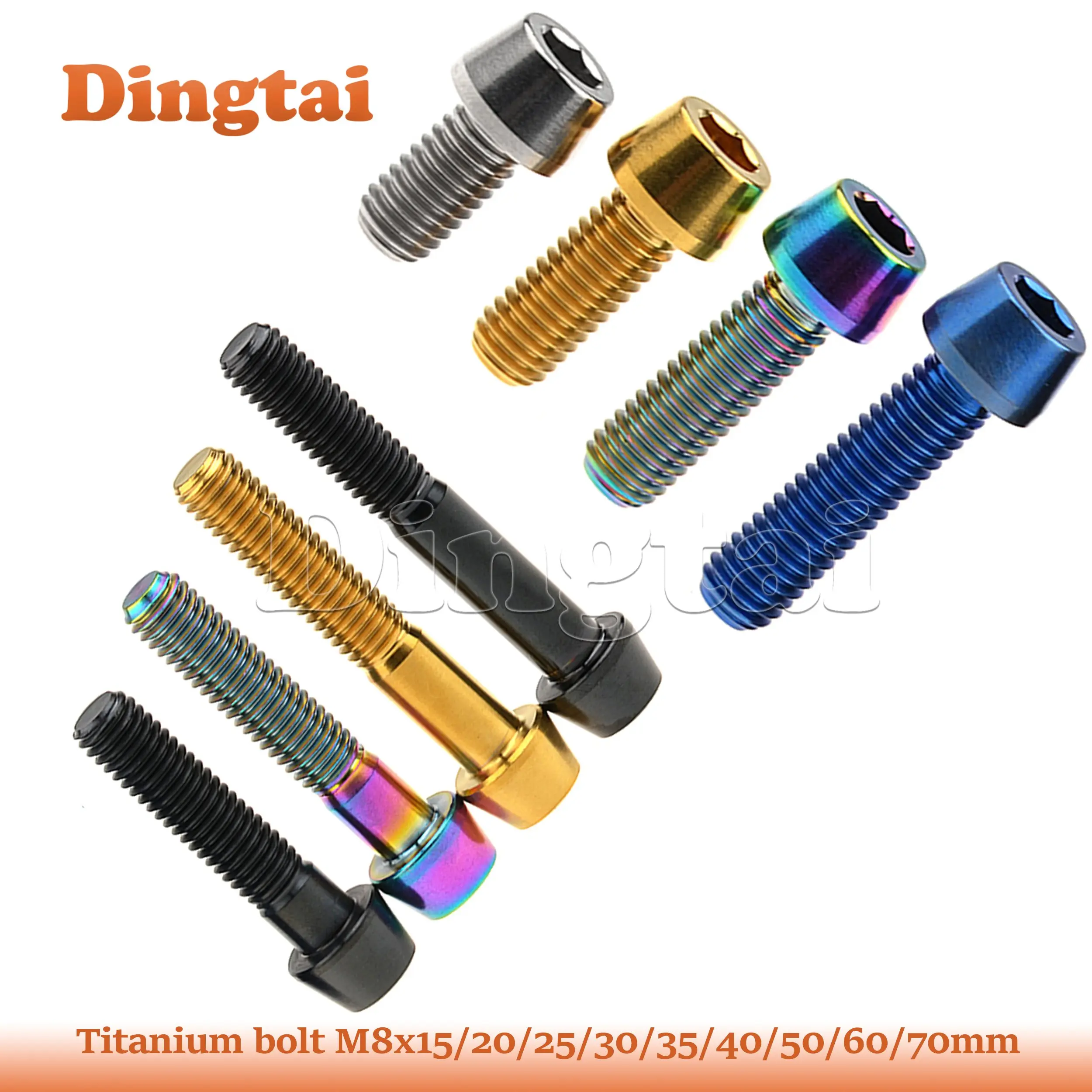 Dingtai Titanium Bolts M8X15 20 25 30 35 40 45 50 60 70mm Allen Key Taper Head Screw For Bicycle Motorcycle Car