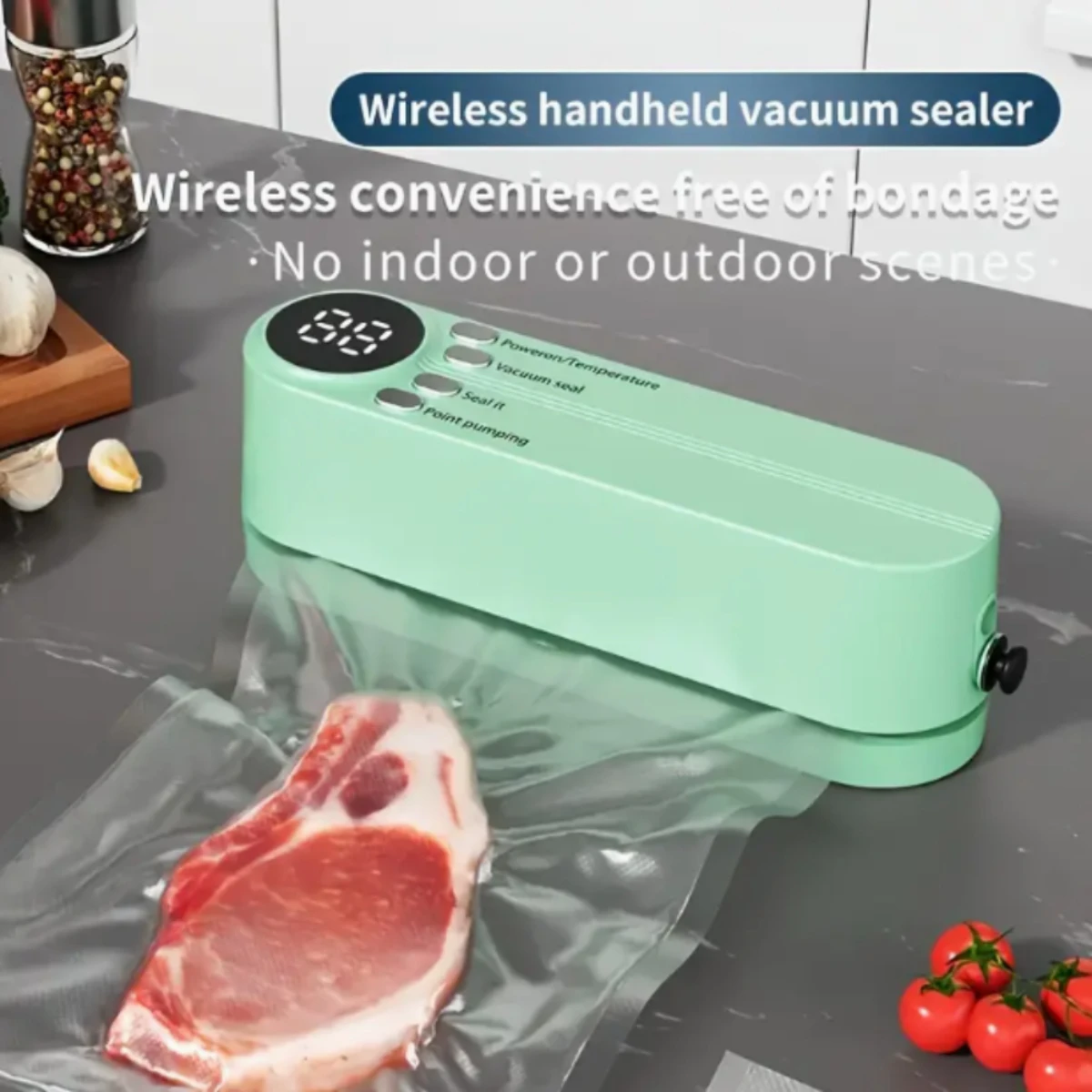 

Compact Automatic Vacuum Sealer for Food, Snacks, Meats, Fruits, Veggies | 1-Touch Operation, Space-Saving Design, Extends Fresh
