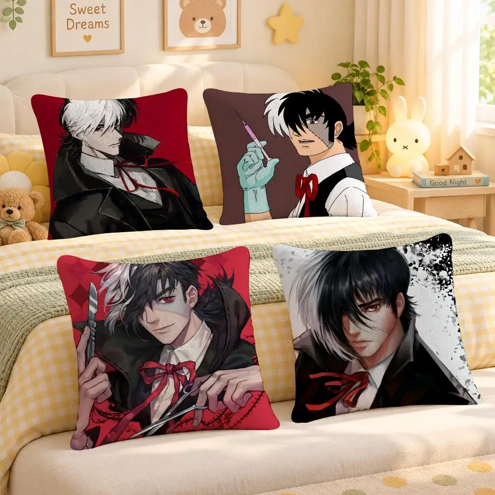 Anime Black Jack Medical Retro Cushion Cover Personalized Soft Plush Pillow Living Room Home Sofa Bedroom Office Car Cushion