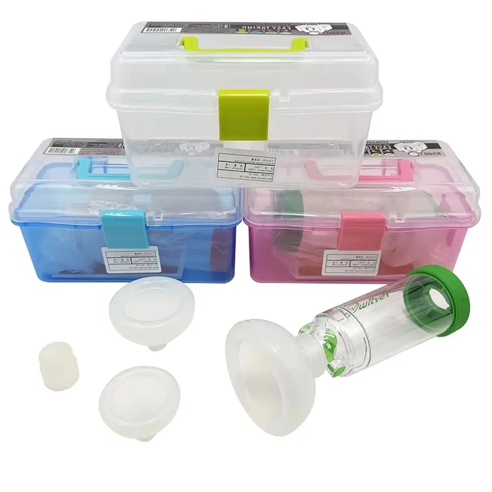 

New Pet Feline Cat Dog Aerosol Storage Tank Tank Spacer Assist Inhalation Pump Nebulizer Manual Plastic Silicon Mask Animal