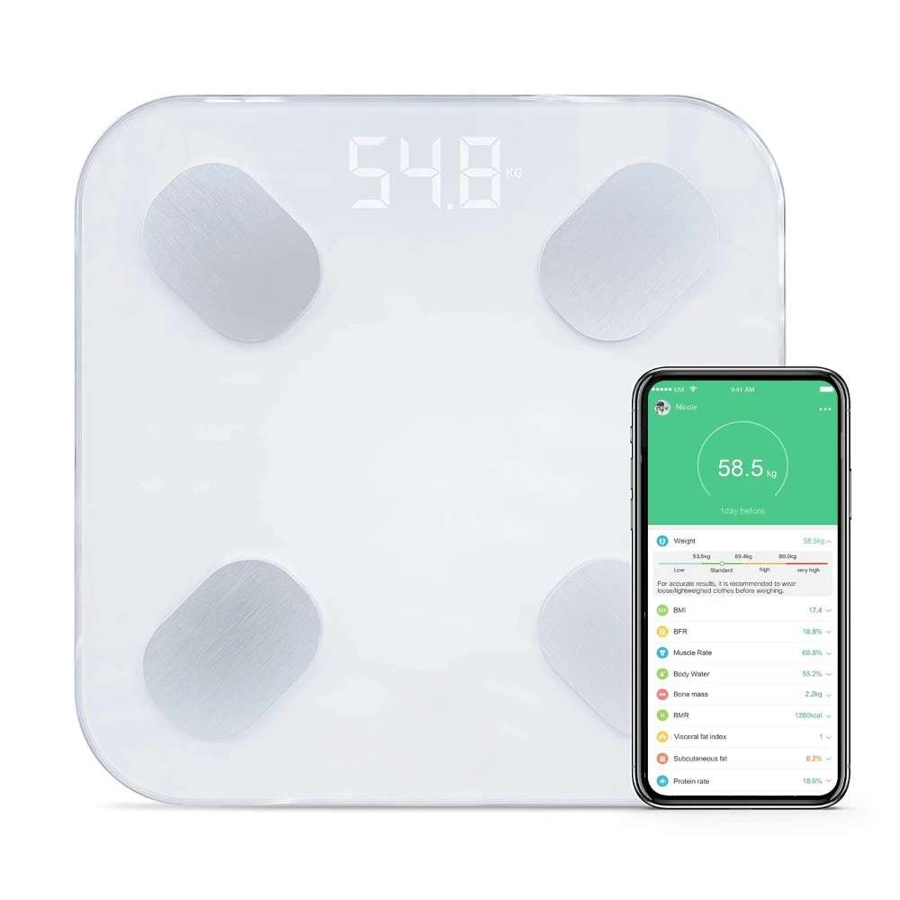 

Smart BMI Digital Scale - Measure Weight and Body Fat - Most Accurate Bluetooth Glass Bathroom Scale