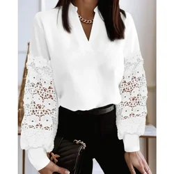 Autumn and winter new fashionable V-neck lace long sleeved shirt shirt for women  tops  blouse  women tops  tops  tops