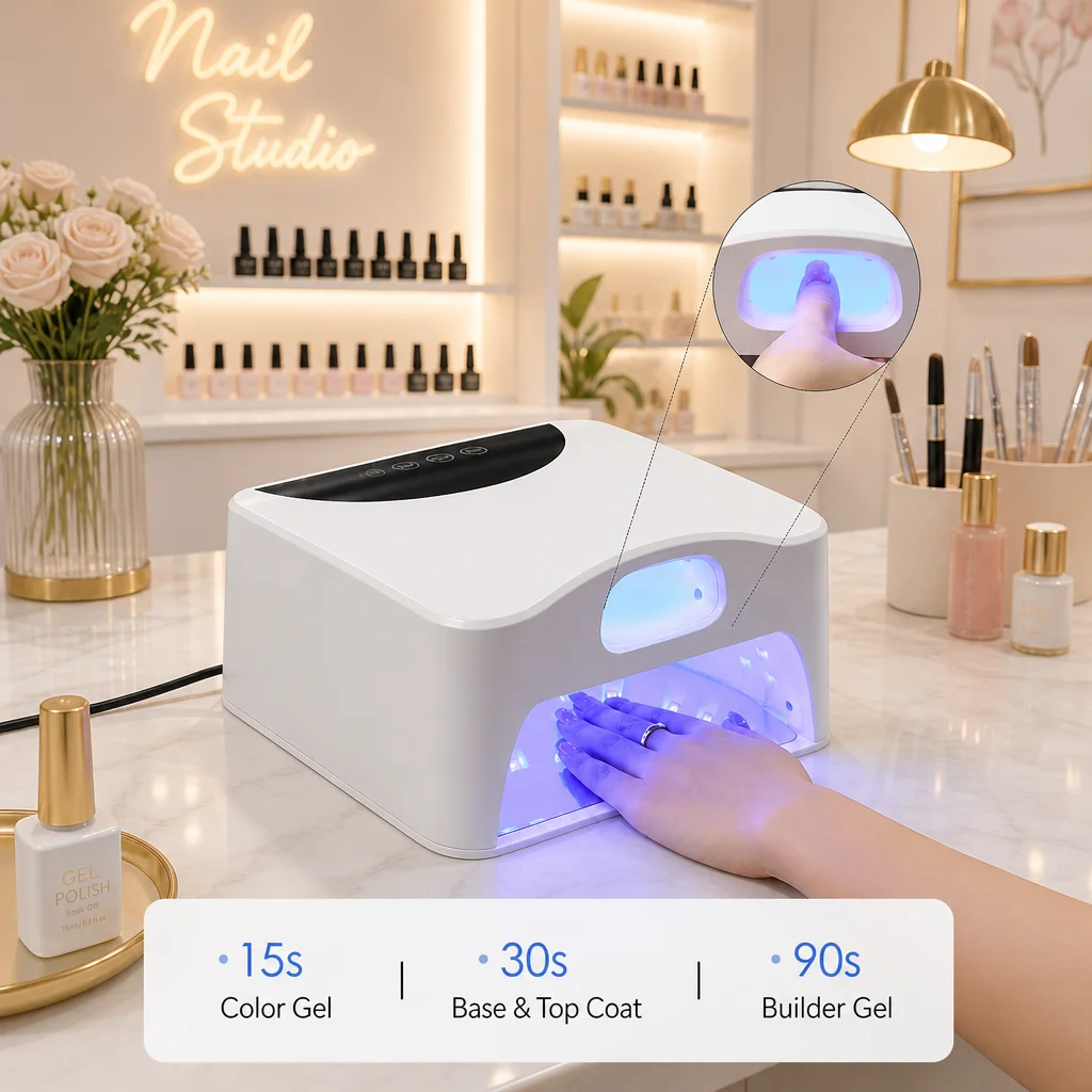 2-in-1 UV LED Nail Lamp for Gel Polish, Fast Curing Nail Dryer with Smart Auto Sensor, Magnetic Mirror Base for Thumb and Full H