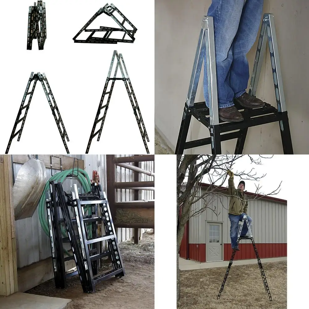 Escalera de acero portátil liviana - MoJack 24001 Easy Step, plegable, capacidad de 300 lb, con plataforma superior