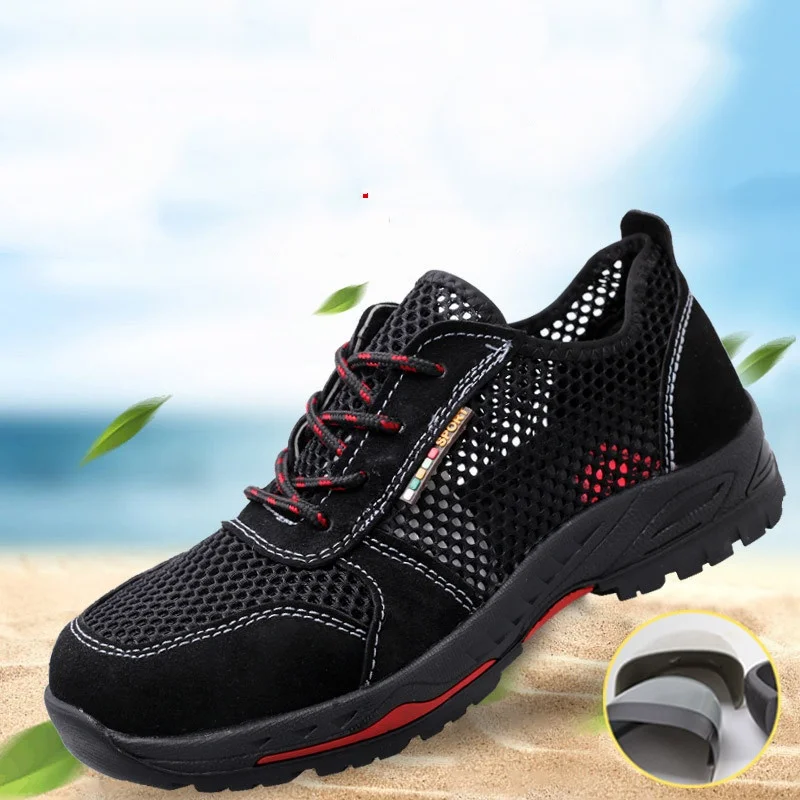 men fashion breathable steel toe covers working safety shoes worker summer safe shoe platform tooling security boots protection