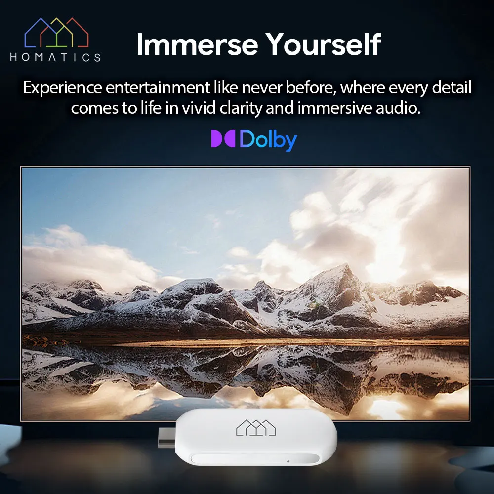HOMATICS 4K TV Stick Netflix Google Certified 2GB LPDDR4 32G ROM Amlogic S905Y4 Support Dolby Atmos H.265 2T2R Wifi Google box