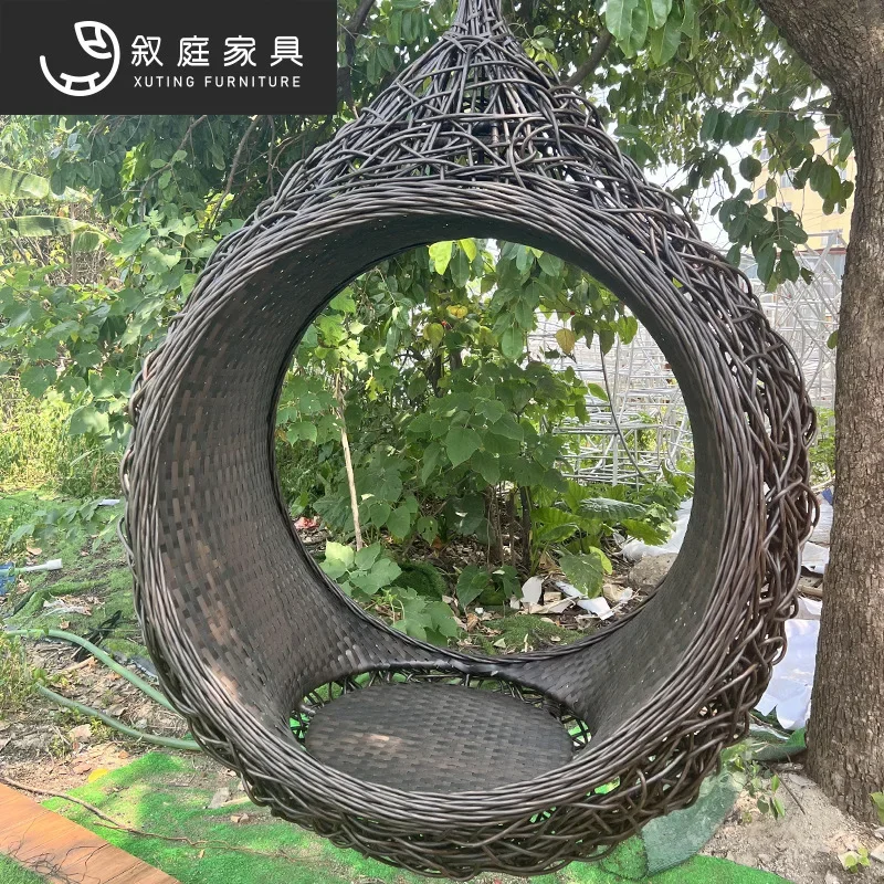 Outdoor courtyard garden rattan round hanging basket Bird's Nest Outdoor Scenic spot Maikol hanging chair furniture