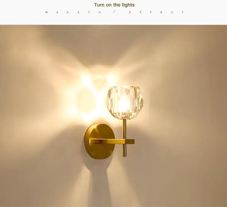 Modern Crystal Sconce Lamp G9 Wall Sconce Aisle Door Front Lights Sleeping Copper Wall Lights Bedside Lamp For Bedroom Fixtures