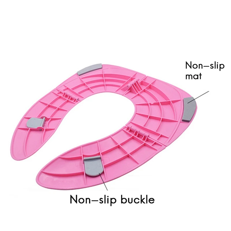 Folding Travel Toilet Seat For Toddlers - Portable & Secure Potty Training Seat, Non-Slip Suction Cups Pink Durable 35 X 29Cm