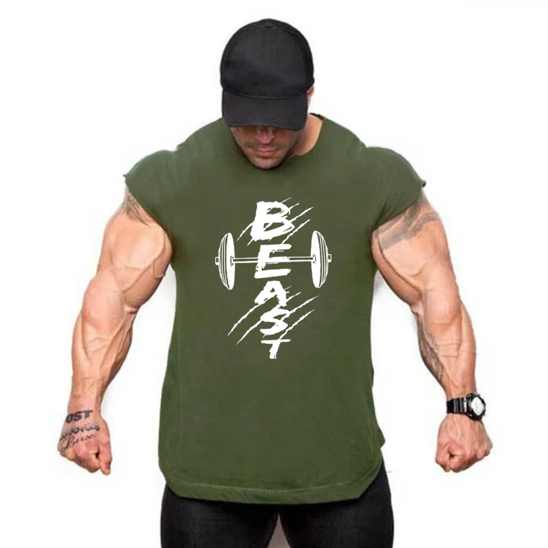 New Gym Tank Top Summer Brand Cotton Sleeveless Shirt Casual Fashion Fitness Stringer Tank Top Men bodybuilding Clothing