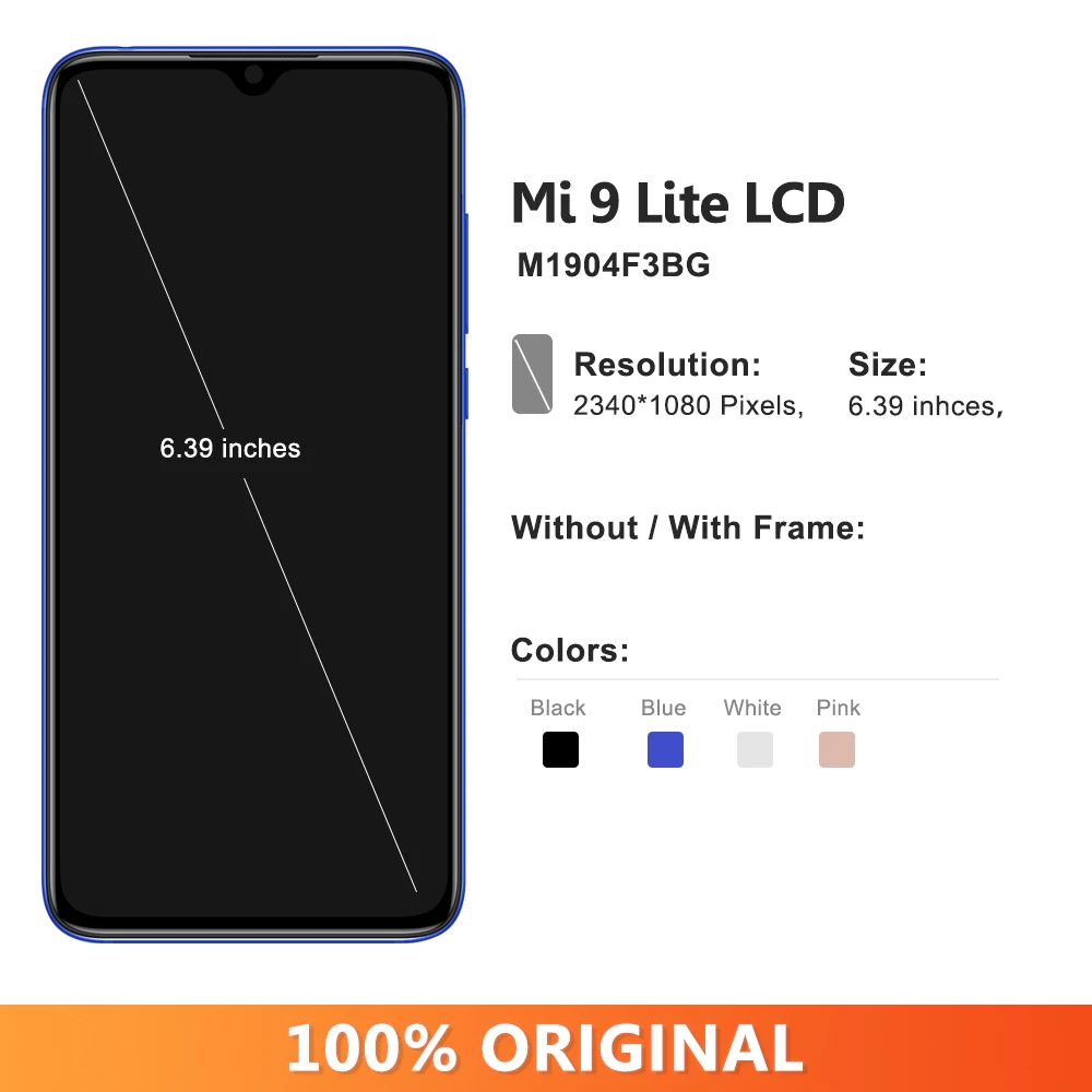 OLED CC9 Display For Xiaomi Mi 9 Lite M1904F3BG LCD Display Digital Touch Screen Assembly for Xiaomi Mi CC9 Screen Replacement