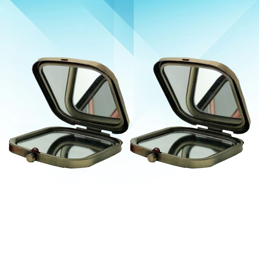 2 Stück quadratischer Make-up-Spiegel, klar, hochauflösend, faltbar, tragbar, kleiner Spiegel für Frauen und Mädchen, Geldbörse, Tasche, kompakt, doppelseitig