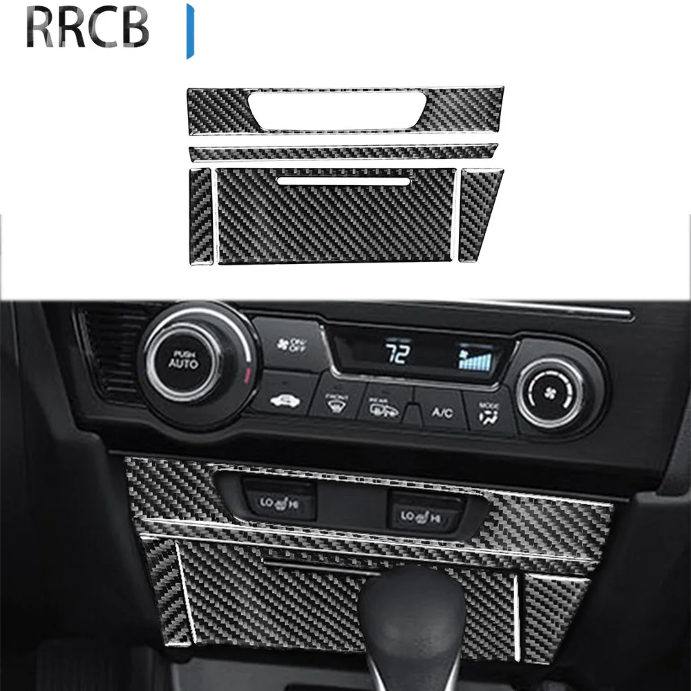 

For Honda Civic 9 Coupe Sedan 2013-2015 Real Carbon Fiber Auto Decal Console Seat Heating Button Cover Sticker Car Accessories