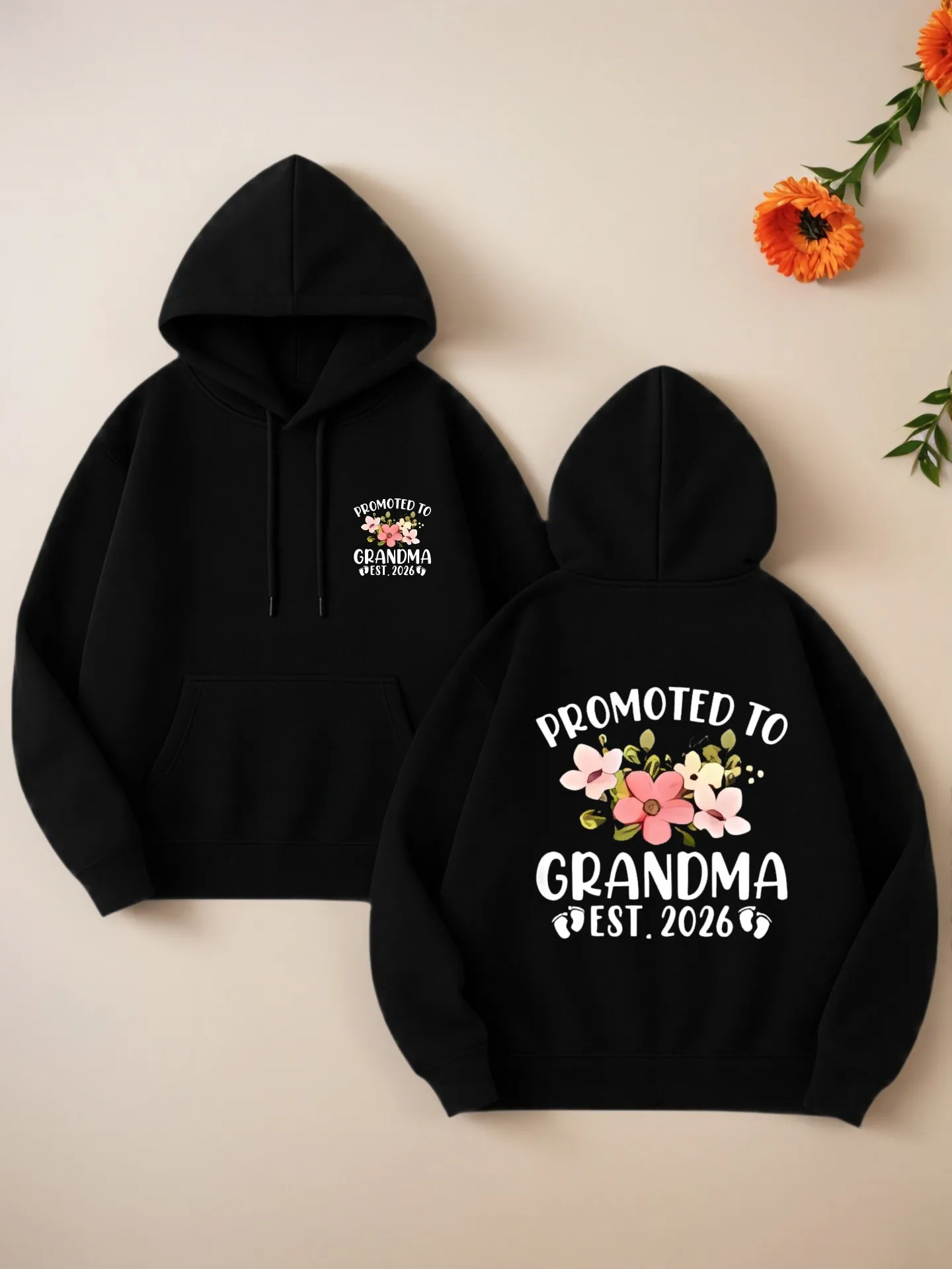 Graphic Hoodie Women, Floral Graphic Print, Casual Aesthetic, Fleece, Casual Everyday Wear, For Women