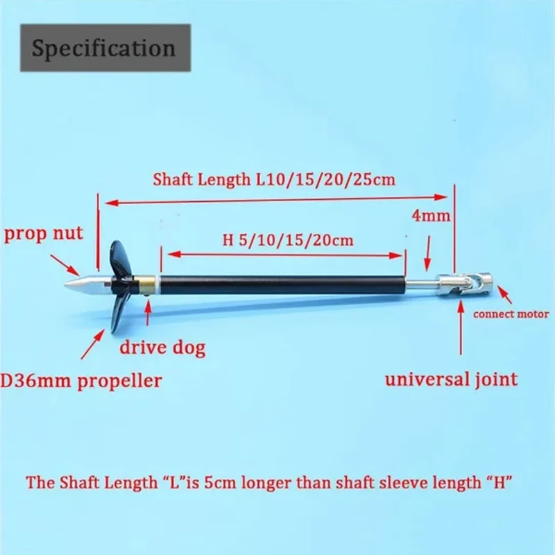 Rc Boat 304 Stainless steel 4mm Boat Shaft Drive Shaft+Cardan Joint+3 Blades Propeller +Prop Nut Gasket/set