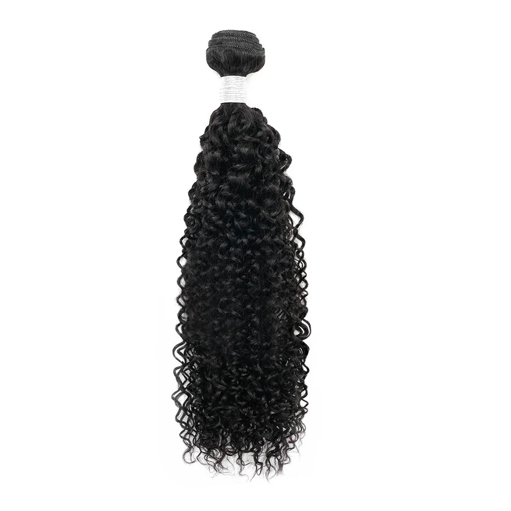 Jerry Curly Pacotes de cabelo humano, Remy Indian Hair Extensions, cor preta, tramas duplas, 95g, 12 a 26"