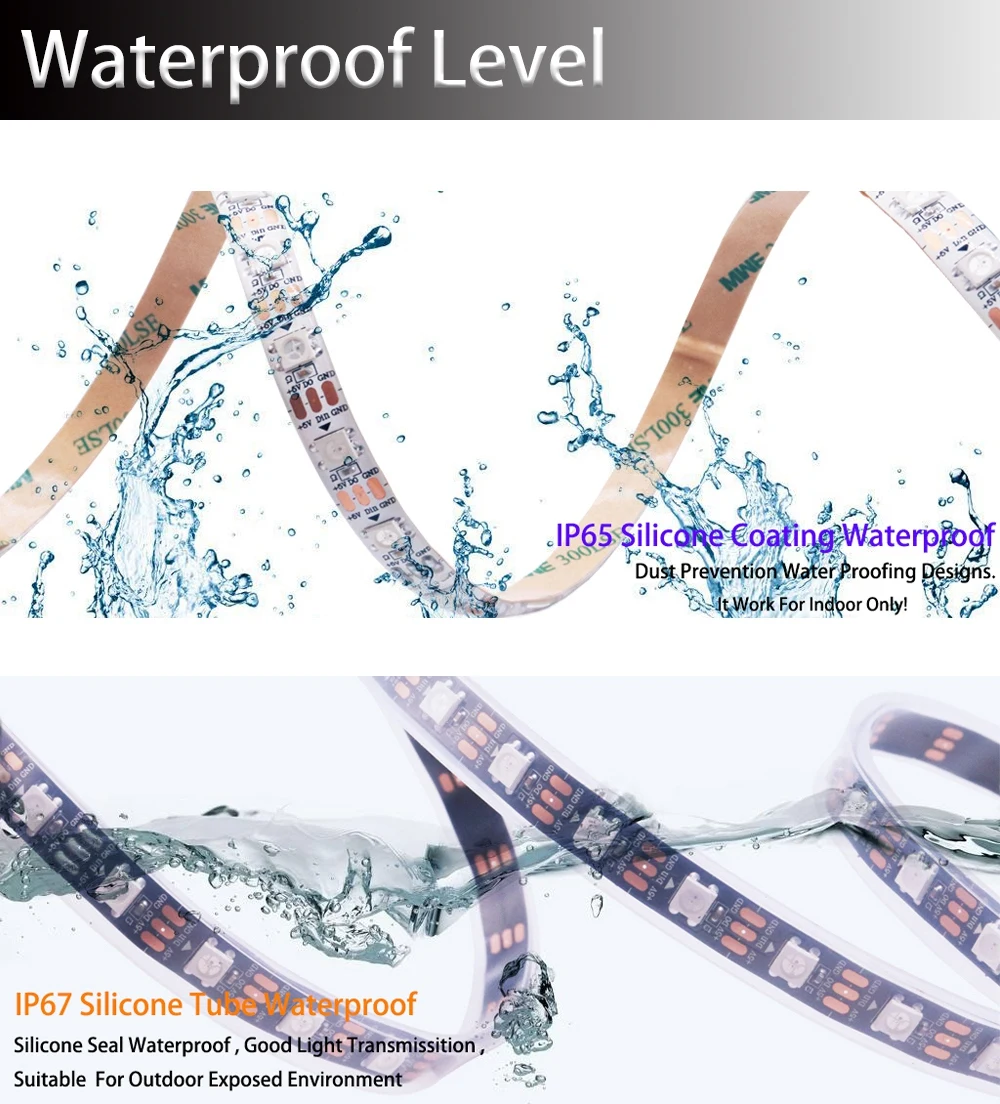 Lumières d'arrête LED intelligentes adressables, WS2812, WS2811, WS2813, WS2815, RGB, repldocument, proxy, Pixels, IP30, 65/67