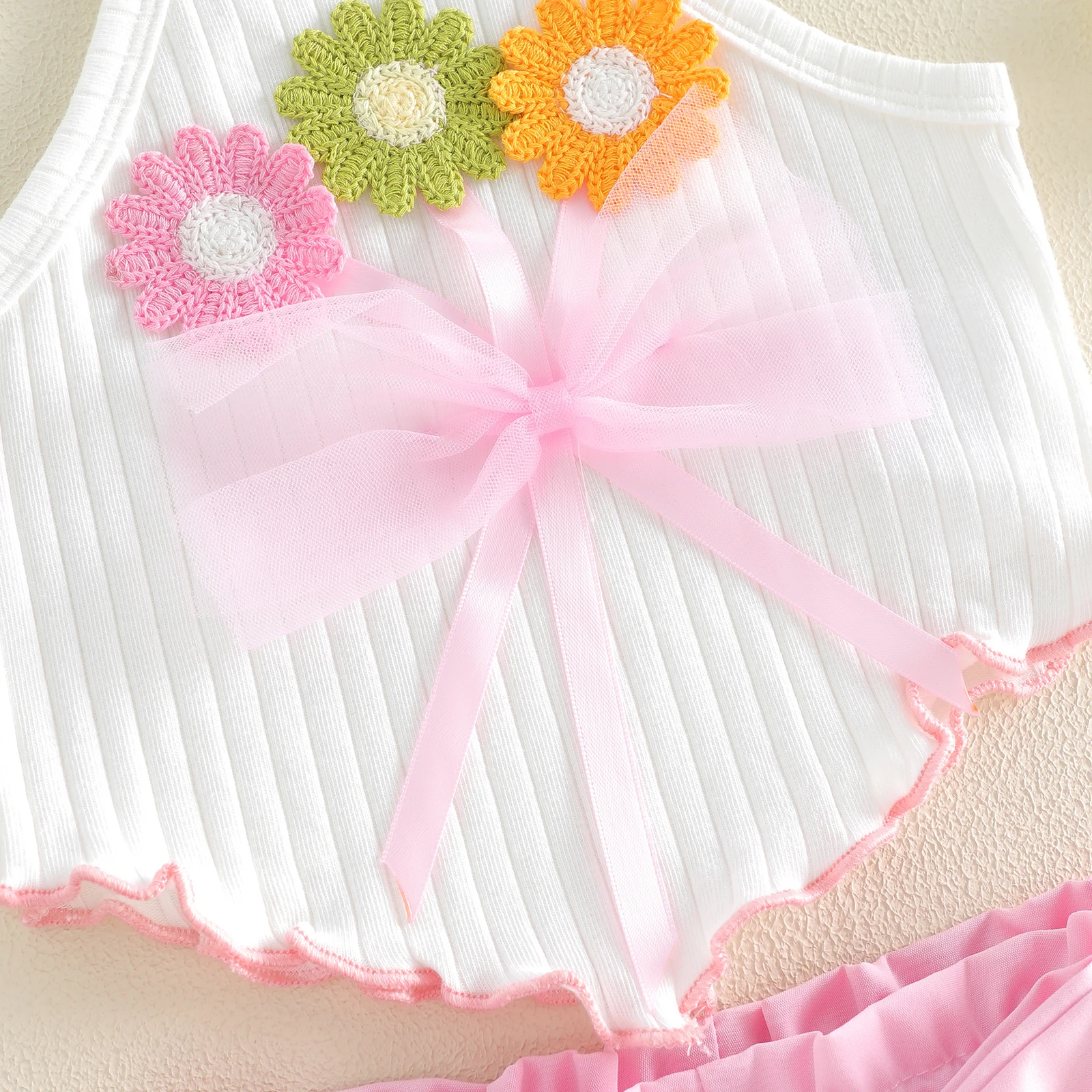 2Pcs Chic Baby Girl Summer Outfits Sleeveless Bow Front Tops Shorts Set Toddler Baby Clothes Set