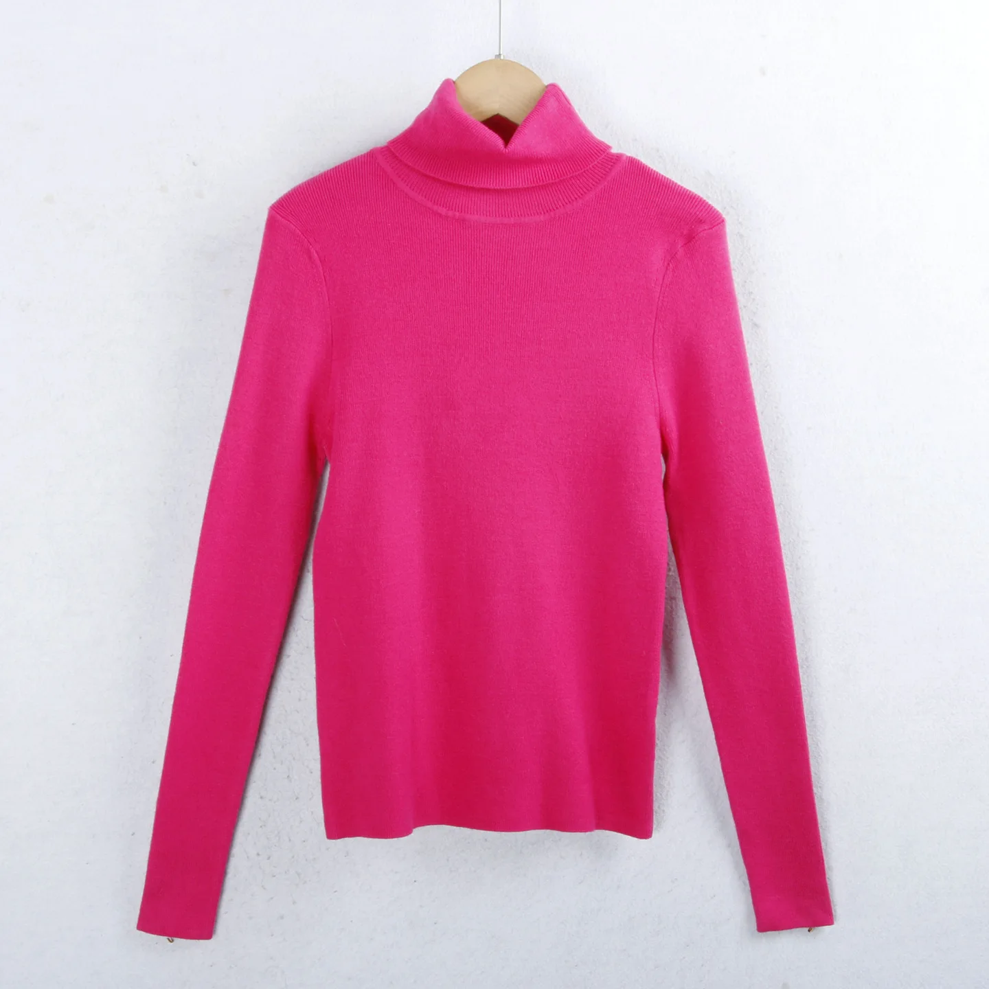 

Women's High Neck Knitted Sweater Cotton Polyester Nylon Warmth Long Sleeve Pure Color Casual Style Winter Fashion Inner Wear