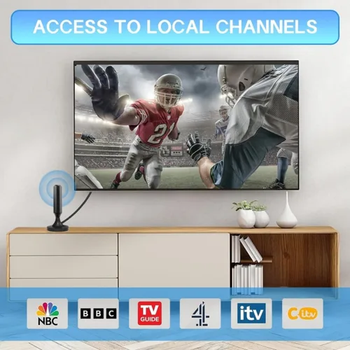 Imagen 2 del producto Antena de TV de más de 800 millas de alcance DTMB DVB-T HDTV digital con base magnética y cable HD, canales locales de TV inteligente 4K para interiores y exteriores,