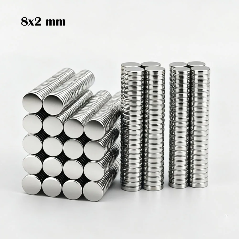 

10-200 Pcs Super Strong Neodymium Magnets 8x2 mm Round Disc Magnets Refrigerator Magnet Round Disc NdFeB Magnets for Office DIY
