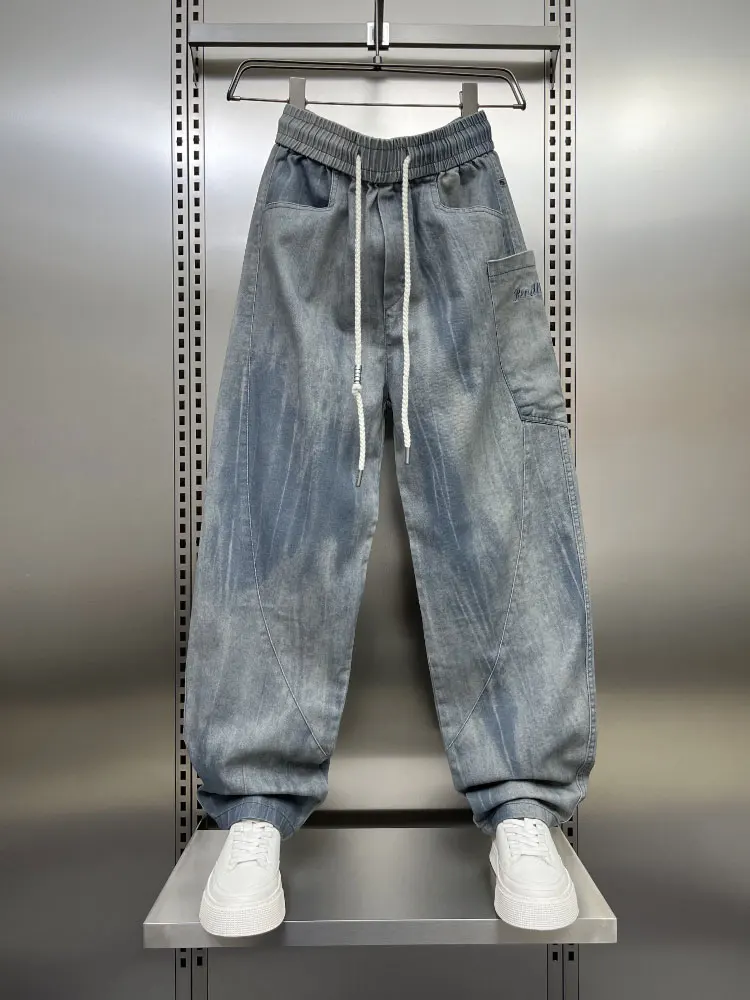 

Мужские повседневные джинсы свободного кроя весна 2025: модный дизайн, молодежный стиль, широкие штанины, износостойкие, в американском стиле