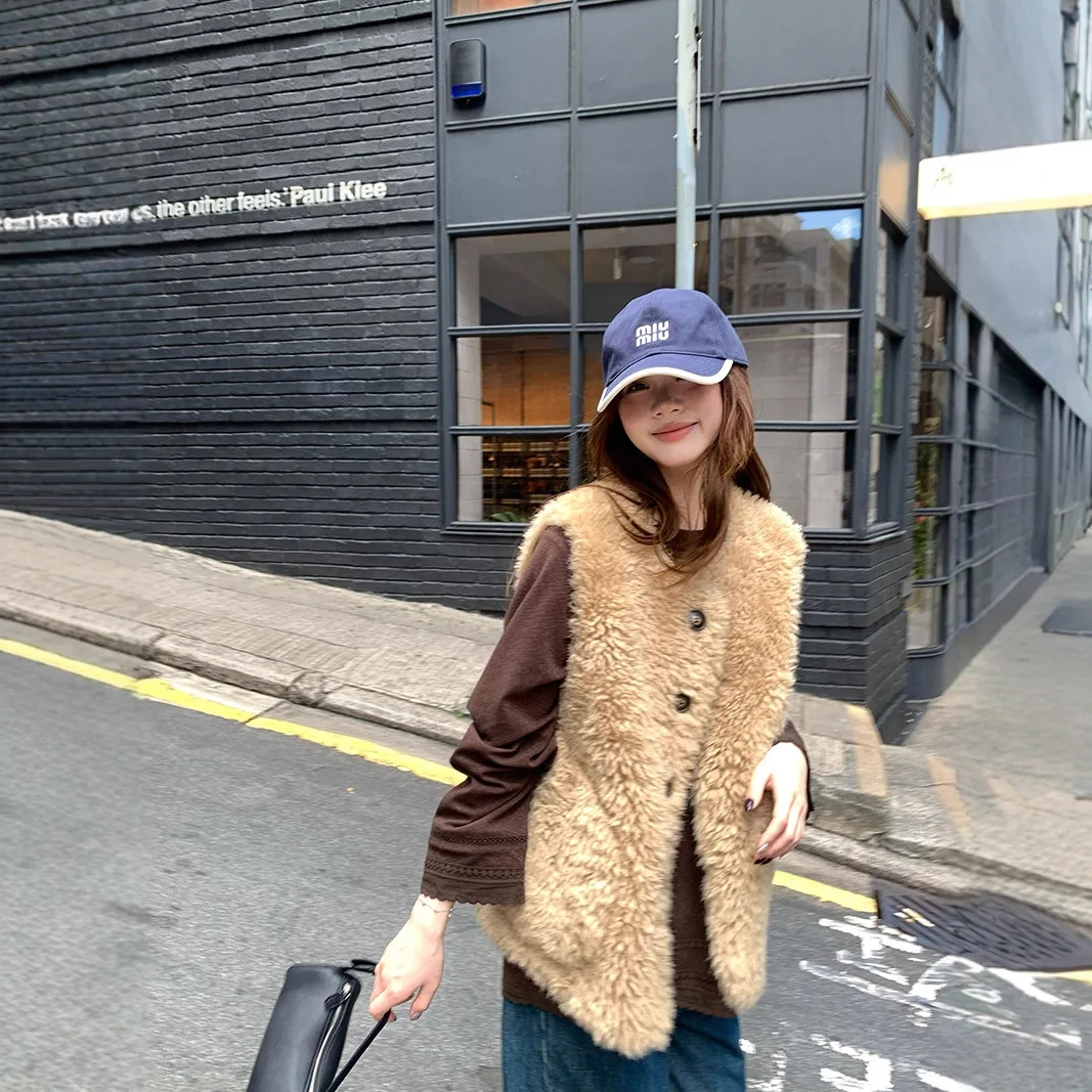 Elegante inverno feminino colete de pele do falso cor pura único breasted sem mangas eco casaco de pele para feminino grosso quente senhora jaqueta de pele de vison